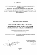 Железняков, Алексей Михайлович. Совершенствование системы социально-трудовой адаптации увольняемых в запас офицеров: дис. кандидат экономических наук: 08.00.05 - Экономика и управление народным хозяйством: теория управления экономическими системами; макроэкономика; экономика, организация и управление предприятиями, отраслями, комплексами; управление инновациями; региональная экономика; логистика; экономика труда. Москва. 2012. 184 с.