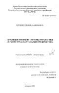 Ботвенко, Людмила Авельевна. Совершенствование системы управления охраной труда на угольных предприятиях: дис. кандидат технических наук: 05.26.01 - Охрана труда (по отраслям). Кемерово. 2002. 193 с.