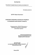 Шулус, Вадим Борисович. Совершенствование социально-трудовых отношений в сфере малого бизнеса: дис. кандидат экономических наук: 08.00.05 - Экономика и управление народным хозяйством: теория управления экономическими системами; макроэкономика; экономика, организация и управление предприятиями, отраслями, комплексами; управление инновациями; региональная экономика; логистика; экономика труда. Москва. 2006. 200 с.