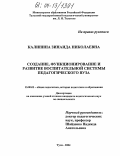 Калинина, Зинаида Николаевна. Создание, функционирование и развитие воспитательной системы педагогического вуза: дис. кандидат педагогических наук: 13.00.01 - Общая педагогика, история педагогики и образования. Тула. 2004. 245 с.