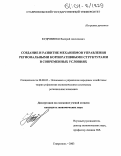 Кудрявенко, Валерий Алексеевич. Создание и развитие механизмов управления региональными корпоративными структурами в современных условиях: дис. кандидат экономических наук: 08.00.05 - Экономика и управление народным хозяйством: теория управления экономическими системами; макроэкономика; экономика, организация и управление предприятиями, отраслями, комплексами; управление инновациями; региональная экономика; логистика; экономика труда. Ставрополь. 2003. 198 с.