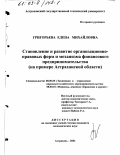 Григорьева, Елена Михайловна. Становление и развитие организационно-правовых форм и механизма финансового предпринимательства: На примере Астраханской области: дис. кандидат экономических наук: 08.00.05 - Экономика и управление народным хозяйством: теория управления экономическими системами; макроэкономика; экономика, организация и управление предприятиями, отраслями, комплексами; управление инновациями; региональная экономика; логистика; экономика труда. Астрахань. 2002. 169 с.