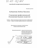 Кубашичева, Любовь Нануовна. Становление профессиональной Я-концепции будущих педагогов: дис. доктор педагогических наук: 13.00.01 - Общая педагогика, история педагогики и образования. Майкоп. 2004. 302 с.