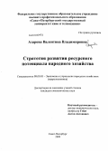 Азарова, Валентина Владимировна. Стратегия развития ресурсного потенциала народного хозяйства: дис. кандидат экономических наук: 08.00.05 - Экономика и управление народным хозяйством: теория управления экономическими системами; макроэкономика; экономика, организация и управление предприятиями, отраслями, комплексами; управление инновациями; региональная экономика; логистика; экономика труда. Санкт-Петербург. 2009. 149 с.