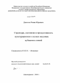 Данилов, Роман Юрьевич. Структура, состояние и продуктивность культурценозов в лесных массивах кубанских степей: дис. кандидат биологических наук: 03.02.01 - Ботаника. Новочеркасск. 2010. 204 с.