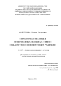 Мальчукова Евгения Валерьевна. Структурная эволюция допированных оксидных стекол под действием ионизирующей радиации: дис. доктор наук: 01.04.07 - Физика конденсированного состояния. ФГБОУ ВО «Иркутский государственный университет». 2016. 276 с.