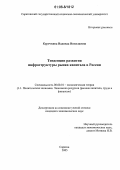 Курочкина, Надежда Николаевна. Тенденции развития инфраструктуры рынка капитала в России: дис. кандидат экономических наук: 08.00.01 - Экономическая теория. Саратов. 2005. 213 с.