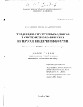 Осауленко, Игорь Владимирович. Тенденции структурных сдвигов в системе экономических интересов предприятия (фирмы): дис. кандидат экономических наук: 08.00.01 - Экономическая теория. Тамбов. 2002. 154 с.