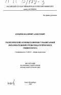 Козырев, Владимир Алексеевич. Теоретические основы развития гуманитарной образовательной среды педагогического университета: дис. доктор педагогических наук: 13.00.01 - Общая педагогика, история педагогики и образования. Санкт-Петербург. 1999. 387 с.