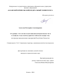 Алексеева Екатерина Александровна. Трудовые стратегии работников промышленности в условиях трансформации российского общества (на примере промышленных предприятий Республики Татарстан): дис. кандидат наук: 00.00.00 - Другие cпециальности. ФГАОУ ВО «Казанский (Приволжский) федеральный университет». 2024. 296 с.