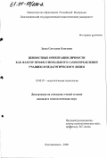 Зуева, Светлана Олеговна. Ценностные ориентации личности как фактор профессионального самоопределения учащихся педагогического лицея: дис. кандидат психологических наук: 19.00.07 - Педагогическая психология. Благовещенск. 2000. 152 с.