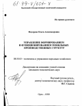 Федорова, Ольга Александровна. Управление формированием и функционированием мобильных производственных структур: дис. кандидат экономических наук: 08.00.05 - Экономика и управление народным хозяйством: теория управления экономическими системами; макроэкономика; экономика, организация и управление предприятиями, отраслями, комплексами; управление инновациями; региональная экономика; логистика; экономика труда. Орел. 1999. 184 с.