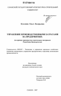 Кузьмина, Ольга Валерьевна. Управление производственными затратами на предприятиях: на примере производства строительных материалов Республики Башкортостан: дис. кандидат экономических наук: 08.00.05 - Экономика и управление народным хозяйством: теория управления экономическими системами; макроэкономика; экономика, организация и управление предприятиями, отраслями, комплексами; управление инновациями; региональная экономика; логистика; экономика труда. Самара. 2007. 161 с.