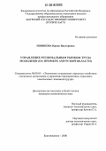 Новикова, Ирина Викторовна. Управление региональным рынком труда молодежи: На примере Амурской области: дис. кандидат экономических наук: 08.00.05 - Экономика и управление народным хозяйством: теория управления экономическими системами; макроэкономика; экономика, организация и управление предприятиями, отраслями, комплексами; управление инновациями; региональная экономика; логистика; экономика труда. Благовещенск. 2006. 199 с.