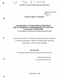 Молова, Ирина Игоревна. Управление становлением рыночных инструментов в развитии инфраструктуры сельских территорий: На материалах Кабардино-Балкарской Республики: дис. кандидат экономических наук: 08.00.05 - Экономика и управление народным хозяйством: теория управления экономическими системами; макроэкономика; экономика, организация и управление предприятиями, отраслями, комплексами; управление инновациями; региональная экономика; логистика; экономика труда. Владикавказ. 2005. 215 с.