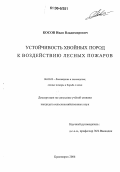 Косов, Иван Владимирович. Устойчивость хвойных пород к воздействию лесных пожаров: дис. кандидат сельскохозяйственных наук: 06.03.03 - Лесоведение и лесоводство, лесные пожары и борьба с ними. Красноярск. 2006. 135 с.