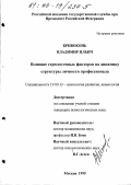 Кривоконь, Владимир Ильич. Влияние стрессогенных факторов на динамику структуры личности профессионала: дис. кандидат психологических наук: 19.00.13 - Психология развития, акмеология. Москва. 1999. 245 с.