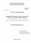 Строева, Галина Николаевна. Внешние трудовые мигранты в социальной структуре дальневосточного региона: дис. кандидат социологических наук: 22.00.04 - Социальная структура, социальные институты и процессы. Хабаровск. 2008. 191 с.