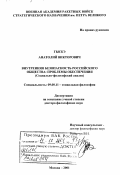 Гыскэ, Анатолий Викторович. Внутренняя безопасность российского общества: Проблемы обеспечения. Социально-философский анализ: дис. доктор философских наук: 09.00.11 - Социальная философия. Москва. 2001. 367 с.