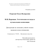 Озерская Ольга Валерьевна. Ю.В. Воронцов. Эстетические взгляды и музыкальная композиция: дис. кандидат наук: 17.00.02 - Музыкальное искусство. ФГБОУ ВО «Московская государственная консерватория имени П.И. Чайковского». 2016. 262 с.